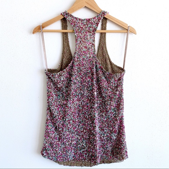 Parker Multicolor Sequin Racerback Tank sz M - Picture 2 of 4